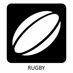 Rugby ball icon on dark background with label