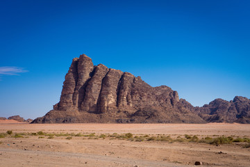 Jabal Al-Mazmar pillars in wadi rum, Seven Pillars of Wisdom in Wadi rum 
