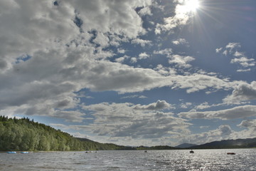 Obraz premium UK, Scotland, clouds over the mountains, hdr