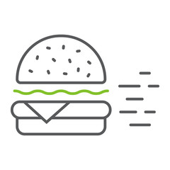 Burger delivery service color line icon, restaurant and food, express delivery sign, vector graphics, a linear pattern on a white background, eps 10.