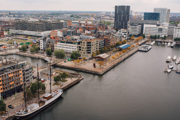 The view from the bird's eye view of the city of Antwerp, Belgium. view from the an de Strom Museum