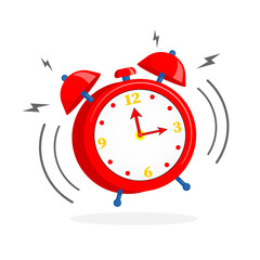 Cartoon alarm clock icon isolated on white background. Vector illustration.