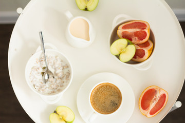 breakfast on the  white table