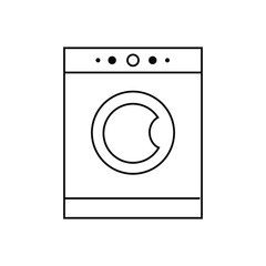Linear icon of the washing machine in a flat style, cleanliness in the house, electrical appliance