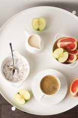 breakfast with coffee and croissant