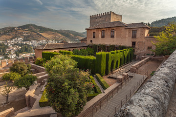 Fototapeta na wymiar Gardens of Alhambra in Granada, Spain