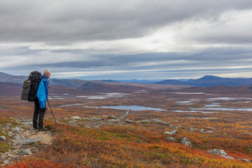 Fototapeta premium on a trekking tour in Lapland, Sarek, Sweden