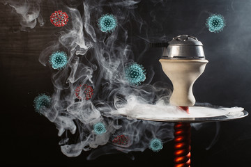 the spread of coronovirus when smoking hookah and blowing smoke in the company of people