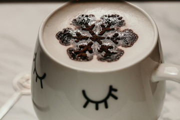 A cup of hot chocolate close up photo 