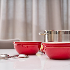 kitchen utensils on the kitchen table