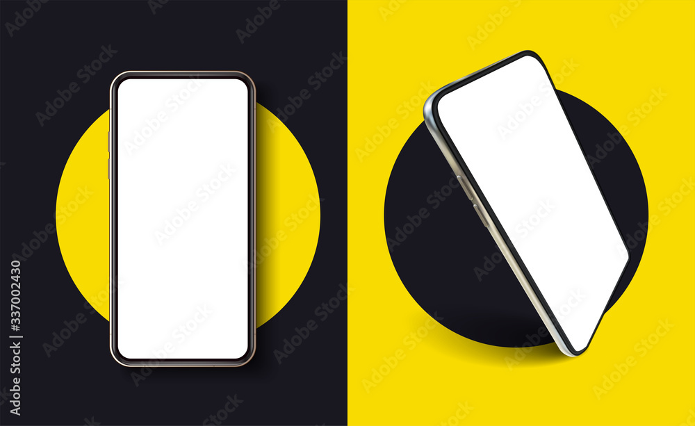 Leinwandbilder smartphone frame less blank screen, rotated position. 3d isometric illustration cell phone. smartpho