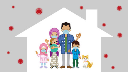 Stay at home concept art - muslim family