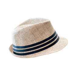 Straw hat isolated on white background, summer hat vintage fashion.