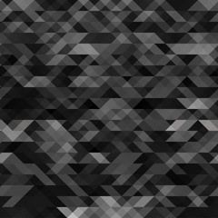 Dark grey geometric simple minimalistic background, which consist of triangles on black background. Triangular pattern with gradient for your business design.
