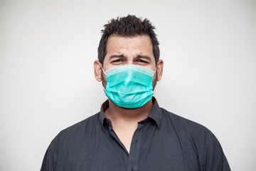 Young man wearing protective mask again covid-19. corona virus.