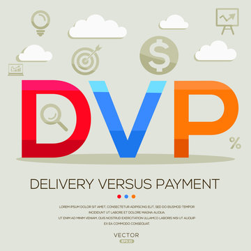  dvp mean (delivery versus payment) ,letters and icons,Vector illustration.