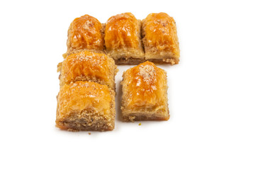 Delicious sweet baklava isolated on white background.