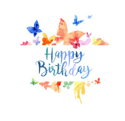 Birthday greeting card with butterflies