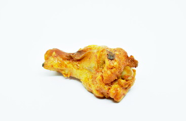 crispy fried chicken drum wing with barbrcue sauce on white background