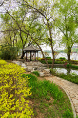 Fototapeta na wymiar Pavilion in Yuyuantan Park, Beijing, China