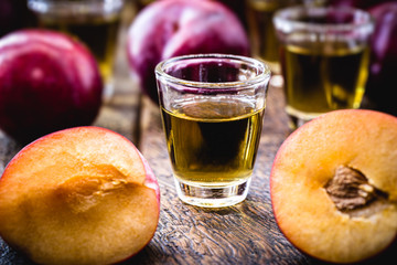 Brazilian plum liquor. Fruit-based alcoholic drink, homemade at home. Export product.