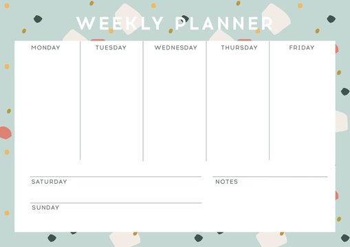 Weekly planner with abstract pattern design, vector. Modern design.