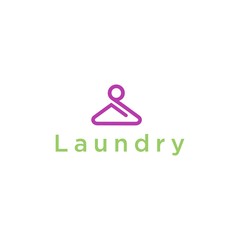 luxury beautiful laundry logo design, hanger clothes vector