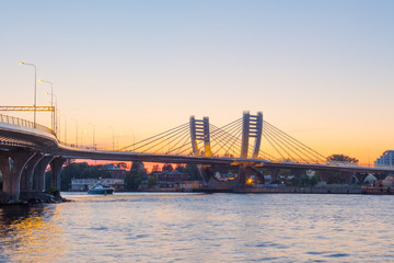 View of the Betancourt bridge at sunset. St. Petersburg. Russia