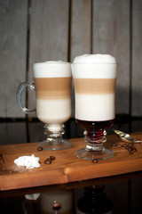 cappuccino latte in glass