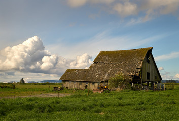 Pacific Northwest Rustic Barn. A weathered barn collapsing in the Pacific Northwest. United States.

