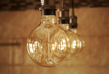 Modern lamps hanging in the contemporary bathroom