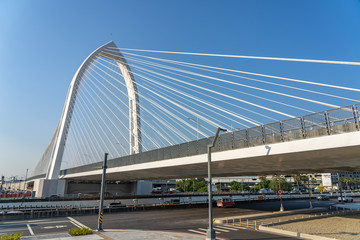 Fototapeta premium Konan Ai-Qin Bridge, Central Taiwan Science Park. The new landmark in Taichung City, Taiwan