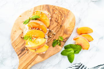 Peach ricotta toast