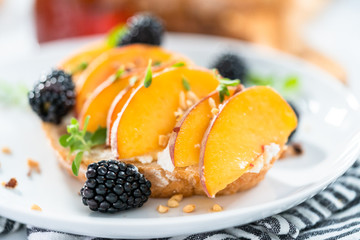 Peach ricotta toast