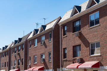 A Row of the Same Basic Brick Residential Buildings in Elmhurst Queens of New York City