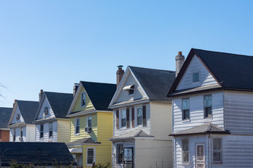 Row of Old Wood Homes in Elmhurst Queens