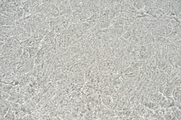 Clear  ocean water on a sandbank on a sandy beach. Background of transparent water surface.