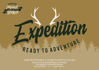 Expedition. Original handmade typeface. Stylish font and logo to create prints and posters.