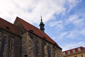 Fototapeta premium A spire in the tower of a medieval gothic church (Prague, Czech Republic, Europe)