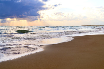 Fototapeta na wymiar colorful sunset on a sandy beach in Turkey