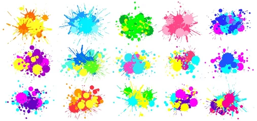 Gardinen Color splatter. Colorful paint splash, bright painted drip drops and abstract colors splashes vector graphic set. Illustration drop splatter paint, stain splash dirty, colorful splat © Tartila
