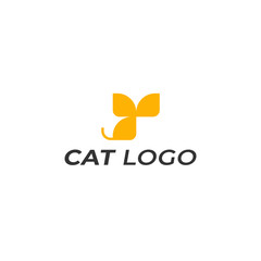 Fototapeta na wymiar Modern Style Professional Logo Design, Flat Cat Vector or Animal Logo with White Background