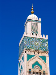 Fototapeta na wymiar Morocco. Beautiful mosque and minaret of Hassan II; Casablanca