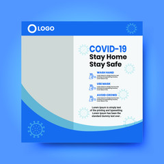 Corona virus or covid-19 campaign poster for social media post.Virus warning social media square post.