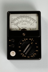 Analog Multimeter - Isolated. Black analog multimeter. Black analog avometre.
