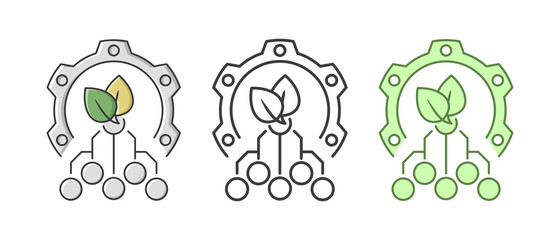 Agriculture technology, smart farming, plant stem, innovation concept, automation solution, growth control, crop improvement, thin line icon. Isolated on white background.