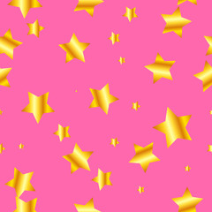 Seamless abstract gold pink rose pattern with simple star