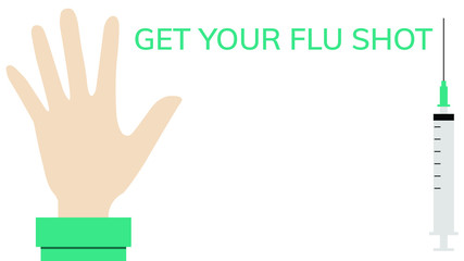 hand holding a syringe ,tet your flu shot