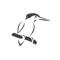Obraz premium Vector of a kingfishers Black on white background. Bird Design. icon. logo. symbol. Illustrator. animal