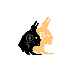 cat head mascot logo & music vector design